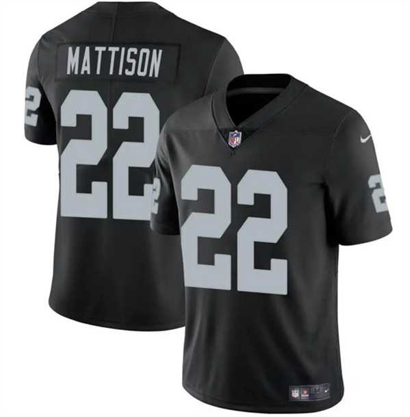 Men & Women & Youth Las Vegas Raiders #22 Alexander Mattison Black 2024 Vapor Football Stitched Jersey->kansas city chiefs->NFL Jersey